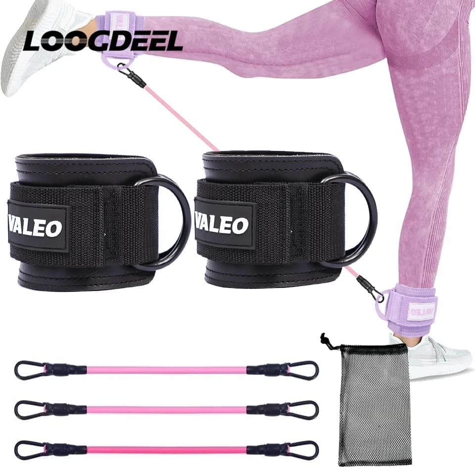 LOOGDEEL Cinturini alla caviglia Supporto per il piede regolabile Polsino imbottito Peso della caviglia Tutore per allenamento delle gambe Fasce di resistenza per yoga Set Sport Donna