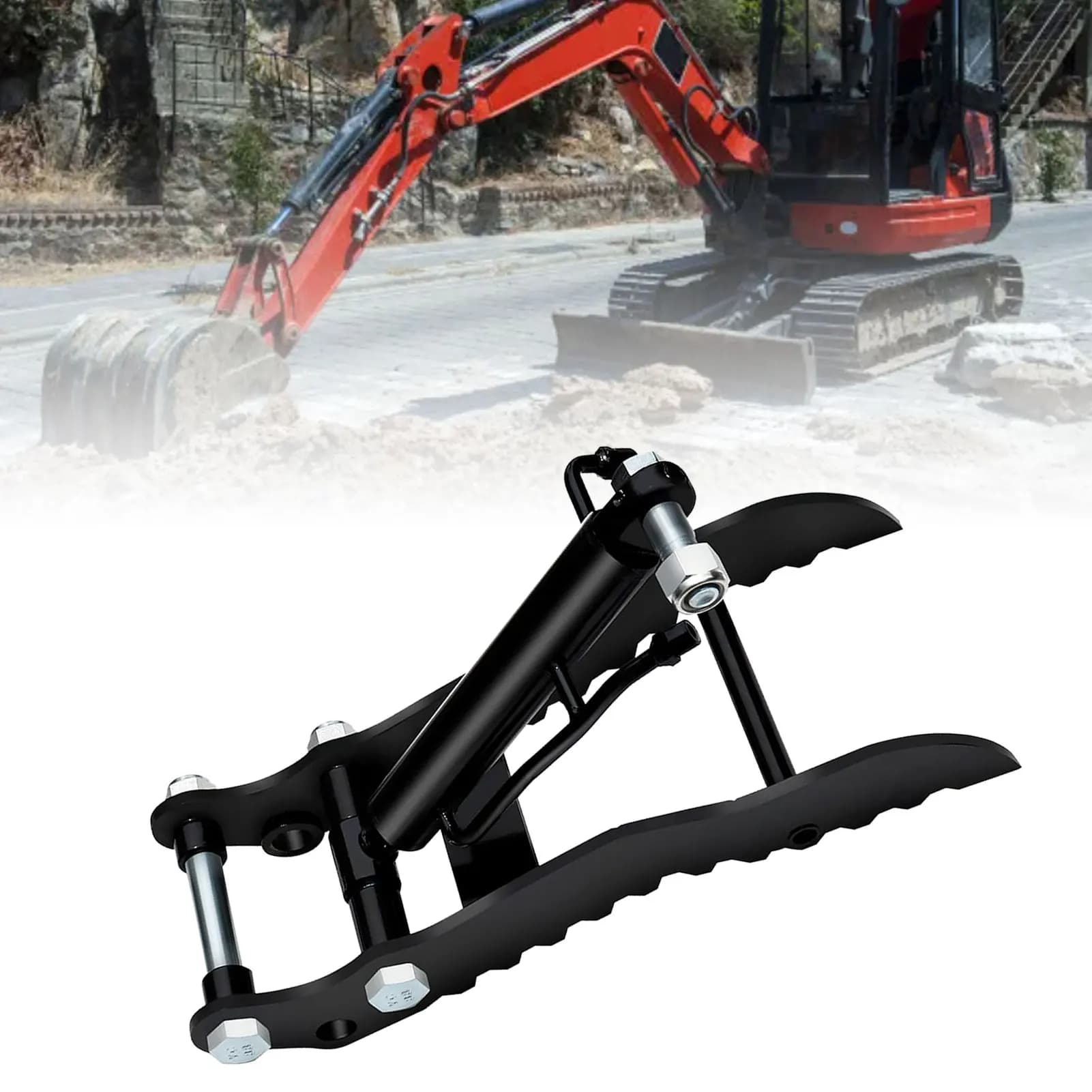 Hydraulic Inch Clip for Inch for Mini Abrasion Resistant 3.54 Inch Mn Steel Excavator with 2 M14 Flexible Pipes for Gardening