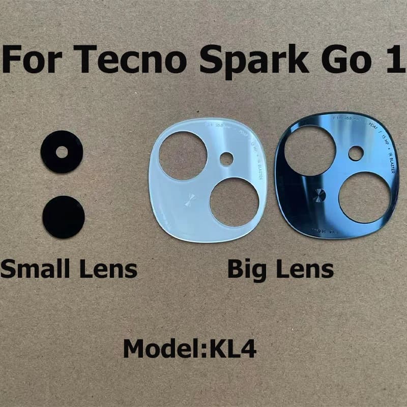 Per Tecno Spark Go 1 obiettivo in vetro per fotocamera posteriore con adesivo colla parti di ricambio per riparazione copertura fotocamera posteriore KL4