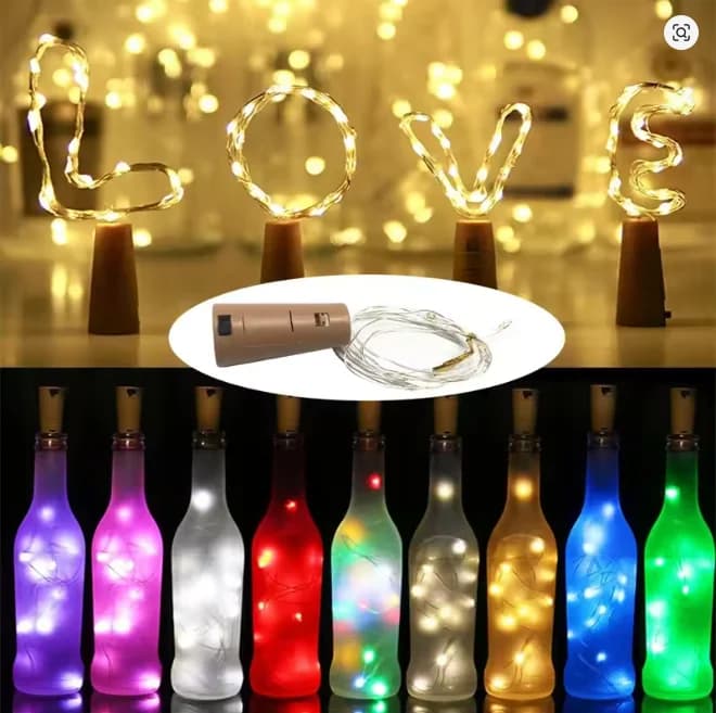 Luci a LED per bottiglie di vino, decorazioni natalizie, ghirlanda luminosa per bottiglie di vino, luci fatate per bottiglie di vino, luci a stringa in filo di rame per Natale