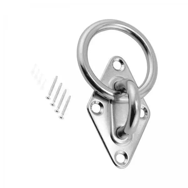 Stainless Steel Pad Eye Plate with Ring Hook Anchor Kit for Training Straps Hammock Hanging Boat Marine Deck Hardware Outdoor