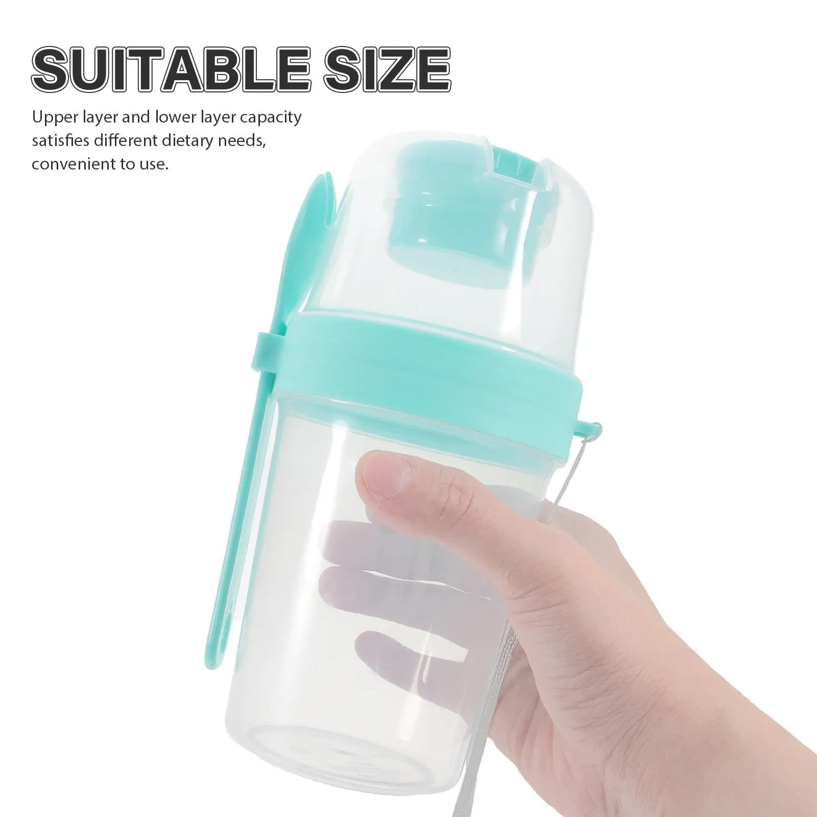 Set Portatile per Insalata con Contenitore Ermetico a Doppio Strato e Cucchiaio Multifunzionale per Overnight Oats, Yogurt e Preparazione Pasti