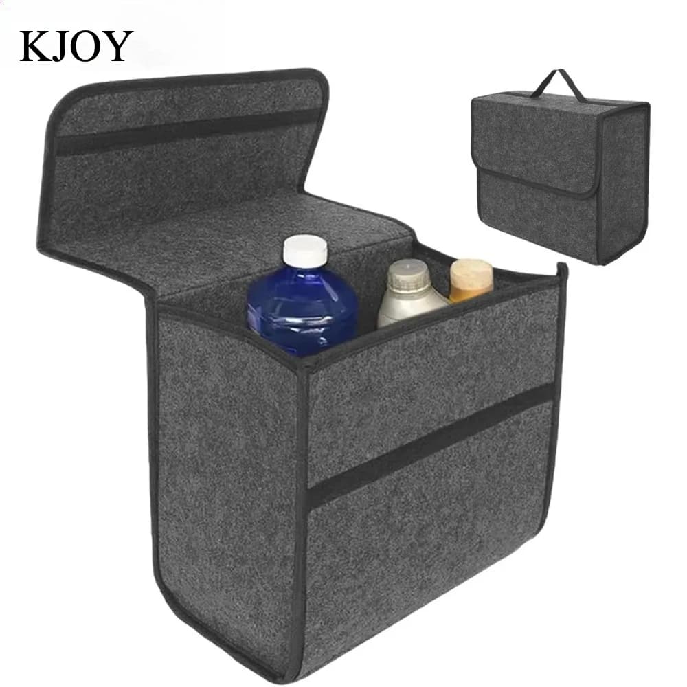 Car felt storage box, dark grey color, anti slip, to store tools, towels, car accessories, universal, folding, high quality.