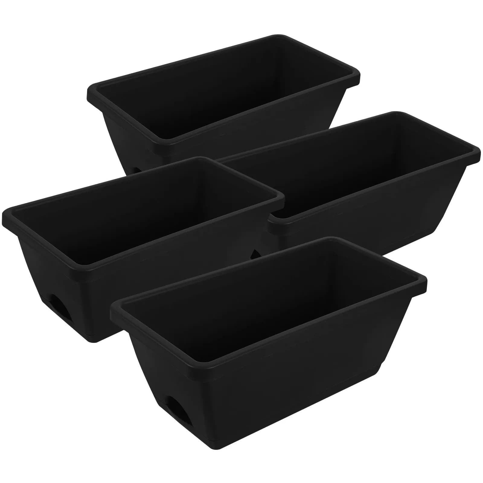 Set di 4 Vasi in Plastica per Fiori, Fioriere Rettangolari per Finestre, Contenitori Riutilizzabili con Fori di Drenaggio, Vasi per Bonsai, Fioriere per Interni ed Esterni