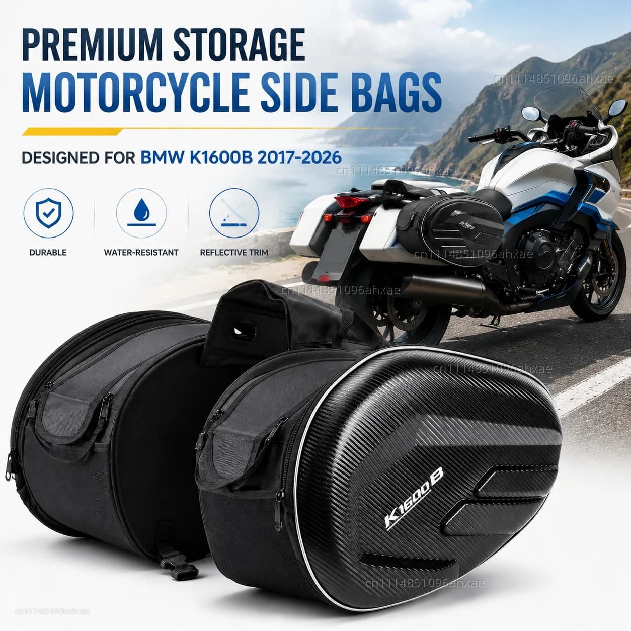 For BMW K1600B 2017-2026 2PCS Motorcycle Pannier Bags Luggage Saddle Bags Side Storage Fork Travel Pouch Box Motorcycle Side