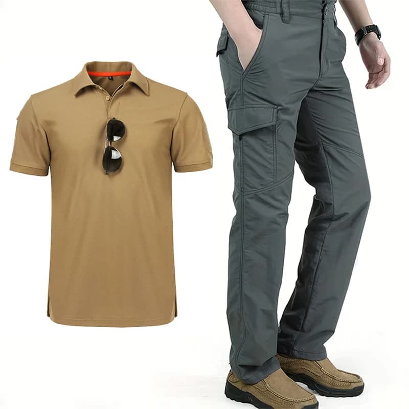 Nuovo set da lavoro estivo all'aperto da uomo pantaloni leggeri ad asciugatura rapida T-shirt a maniche corte traspirante 2 pezzi abiti essenziali da lavoro maschili