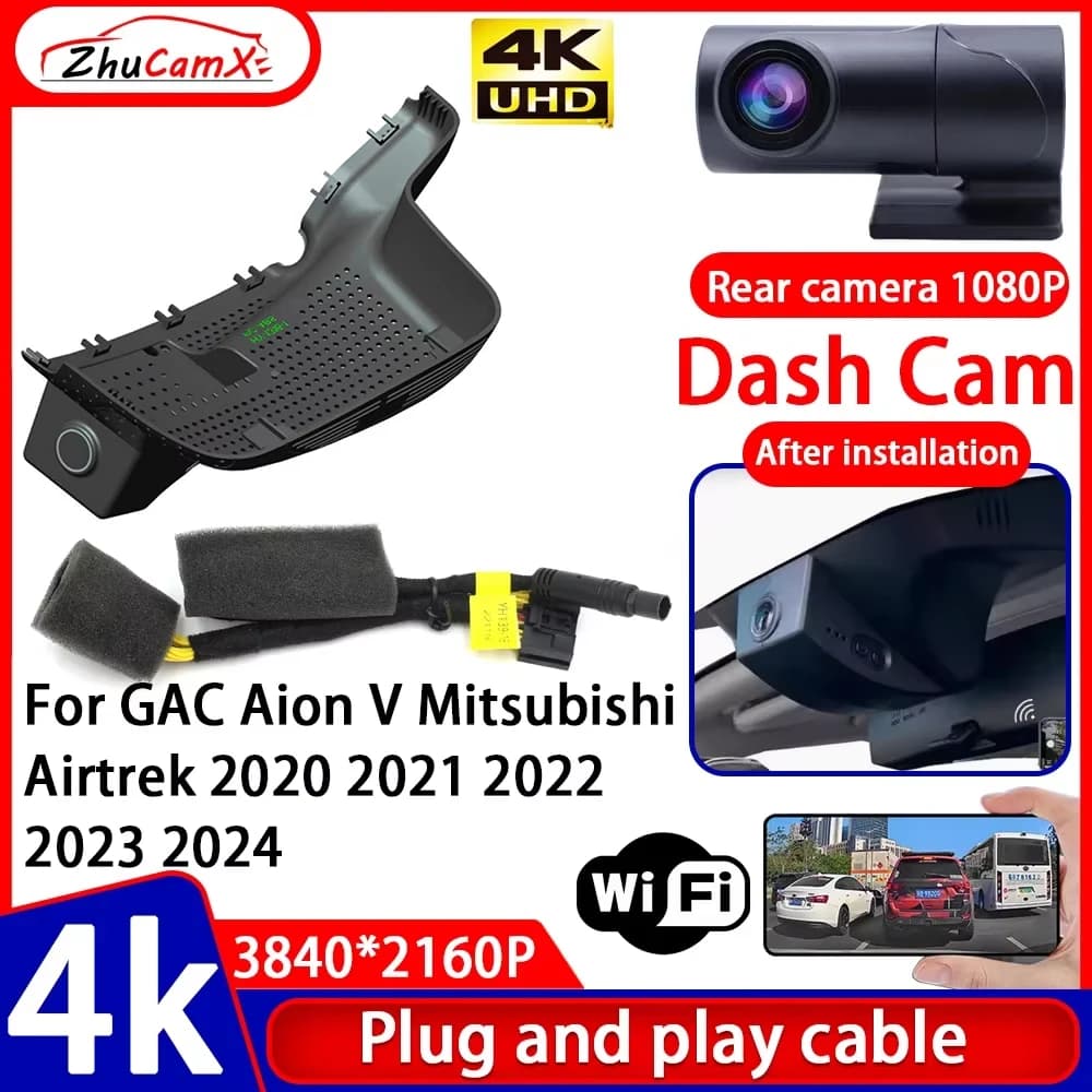 Video with Night Vision 4K Plug and Play, Dash Cam for Auto GAC Aion V Mitsubishi Airtrek 2020 2021 2022 2023 2024