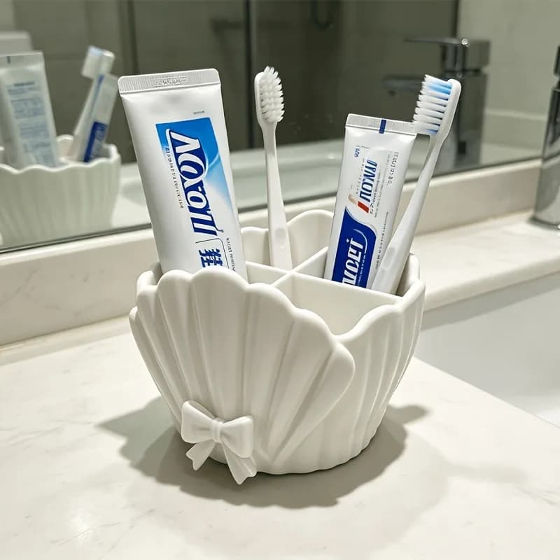 Bow shell shape multi-cell toothbrush holder,school/dorm/home storage,pen holder makeup holder,Back to School season,Christmas