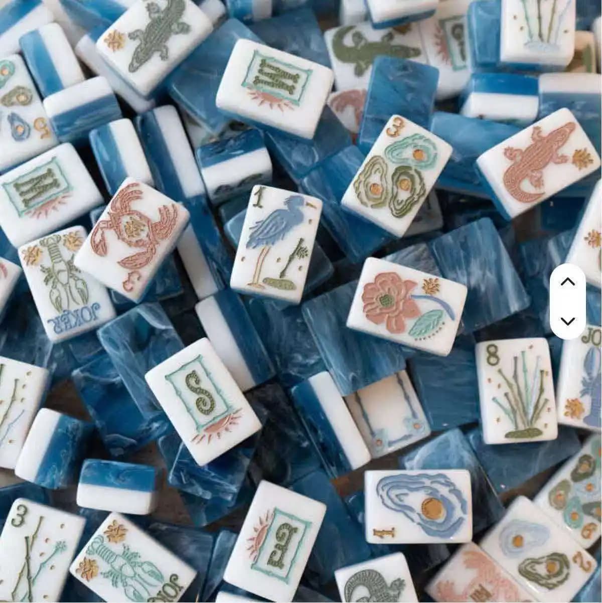 American mahjong tiles blue ocean style high-end luxury 32mm 160pcs portable mahjong outdoor American mahjong set 2 layers