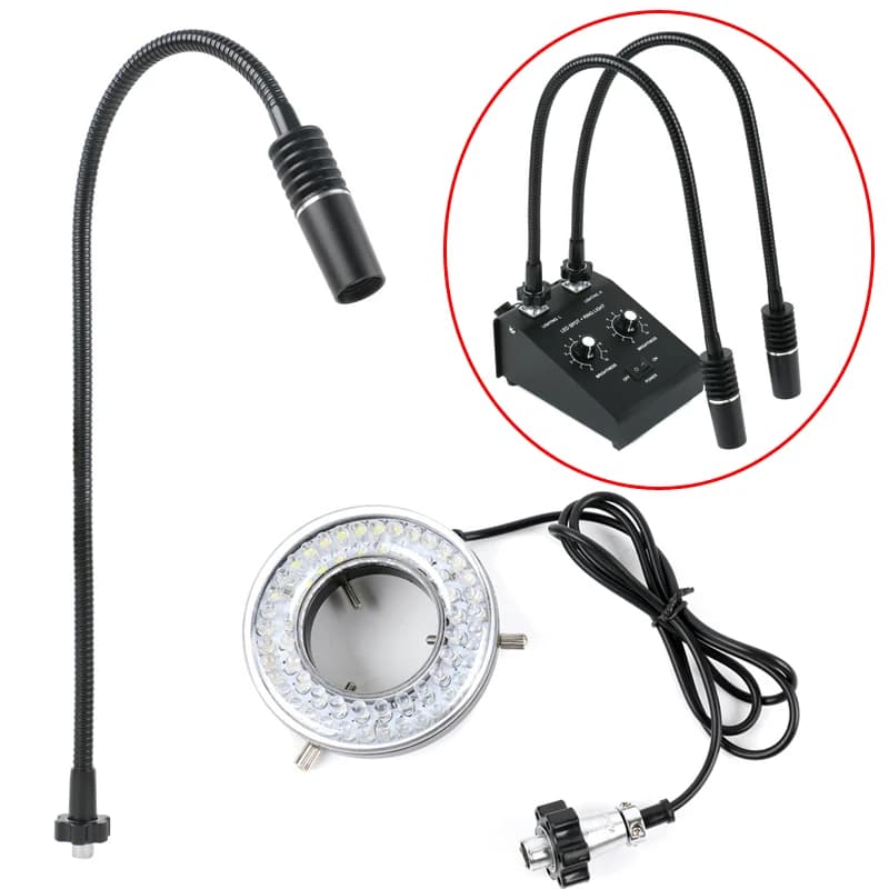 Accessories for double-neck LED swan light source for video microscope 60 LED luminous ring or 580 mm cold light facula lamp