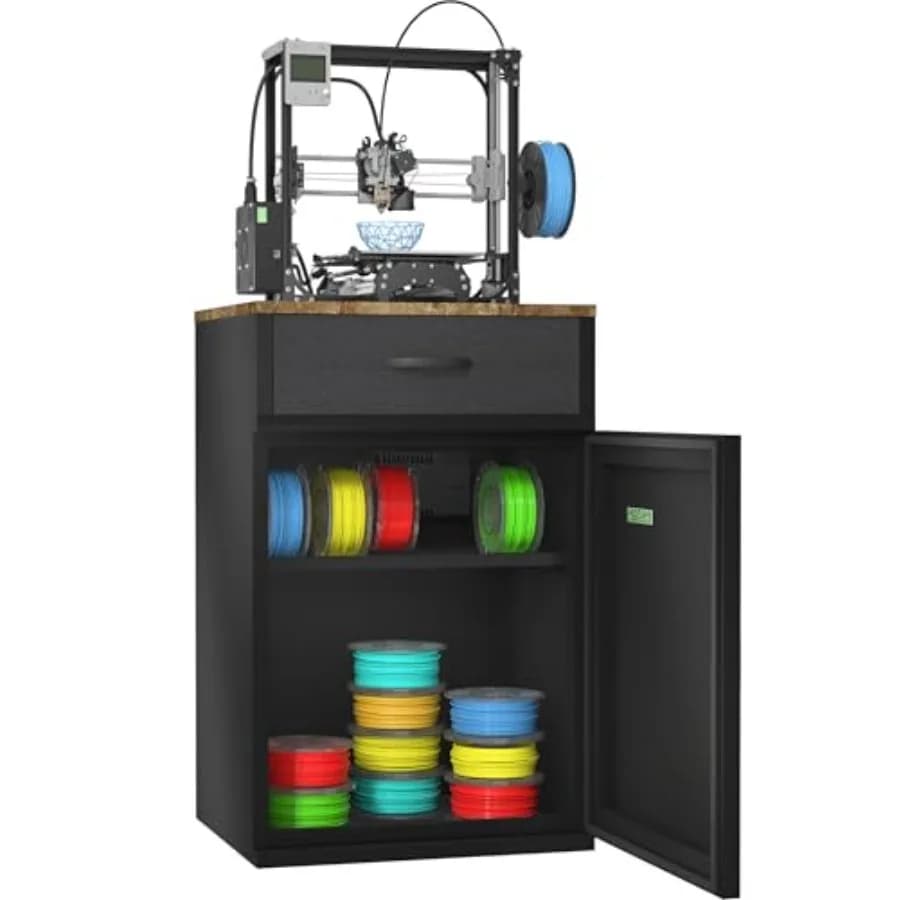 Supporto per Stampante 3D con Armadietto Porta Filamenti per PLA/ABS/TPU/Nylon, in Plastica ABS Nera, 25 RH Control Sealing Protection, Contiene 4