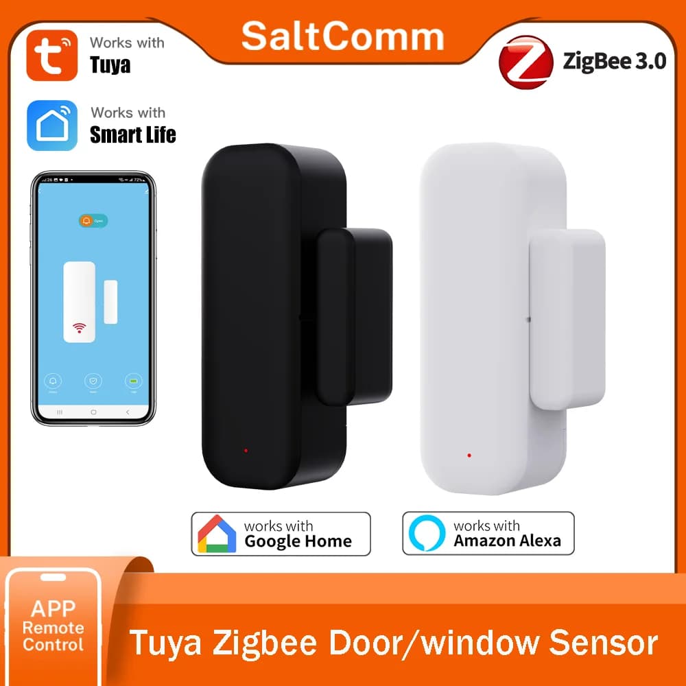 Tuya Zigbee 3.0 Sensore per porte e finestre Sensore di contatto per Smart Life APP Controllo remoto Funziona con ZHA Zigbee2Mqtt Alexa