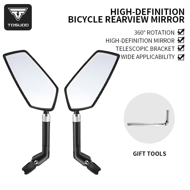 TOSUOD Bike Rearview Mirror For Mountain Bicycle 360° Rotatable Adjustable Telescopic Rearview Mirror Cycling Accessories