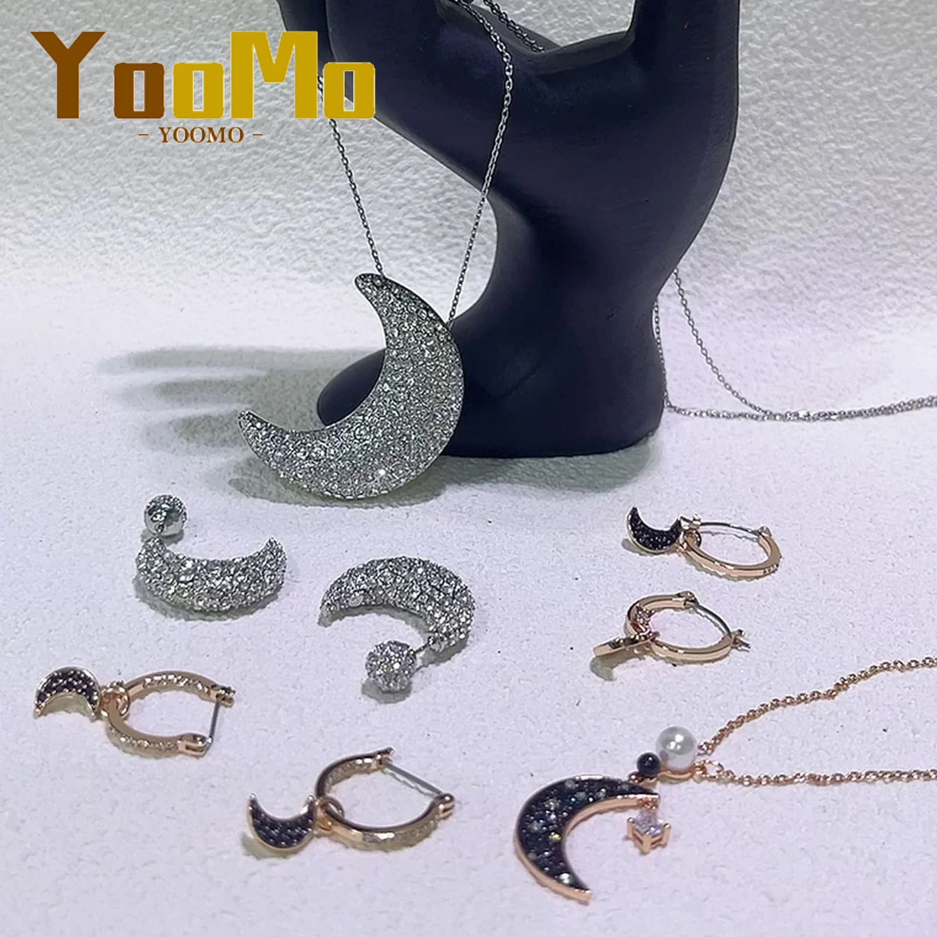 Luna Argento Nero Alta qualità Originale Nuova vendita 2025 Set di tendenza Moda Fine Regalo squisito Accessori per gioielli per le donne