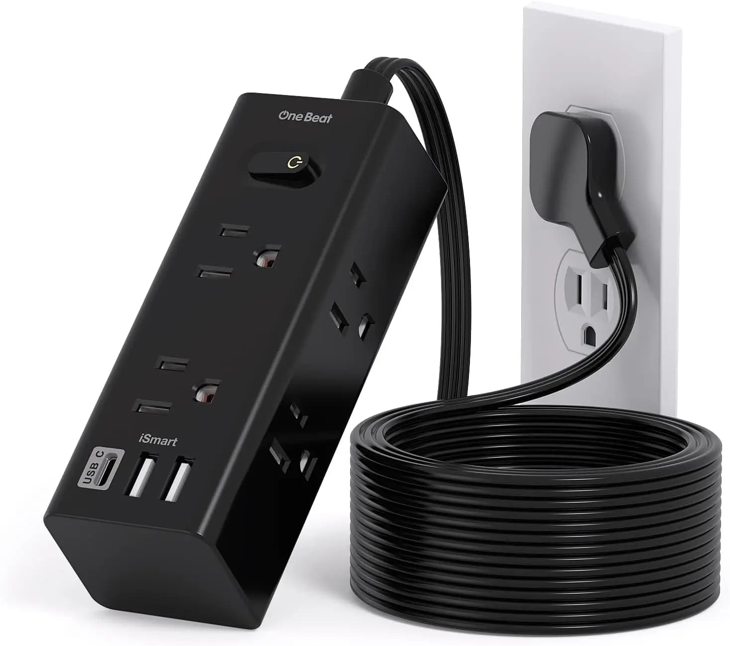 Cavo di prolunga da 3 metri con prese multiple, multipresa con protezione da sovratensione, 6 prese e 3 porte USB, ideale per dormitorio.