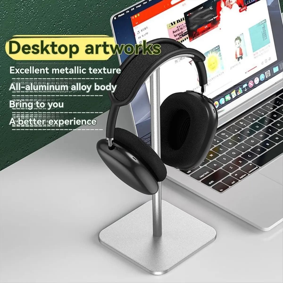 Dynamic Aluminium Alloy Wireless Earphone Holder Head Mounted Earphone Hanger Can Store for Most Head Mounted Headphones Stand