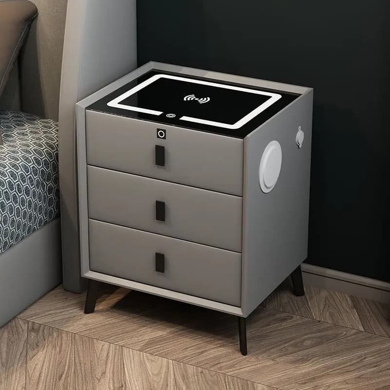 Comodino Smart Moderno a 3 Livelli – Elegante Mobiletto da Letto Virale con Caricatore Wireless, Sistema Audio e Serratura Sicura
