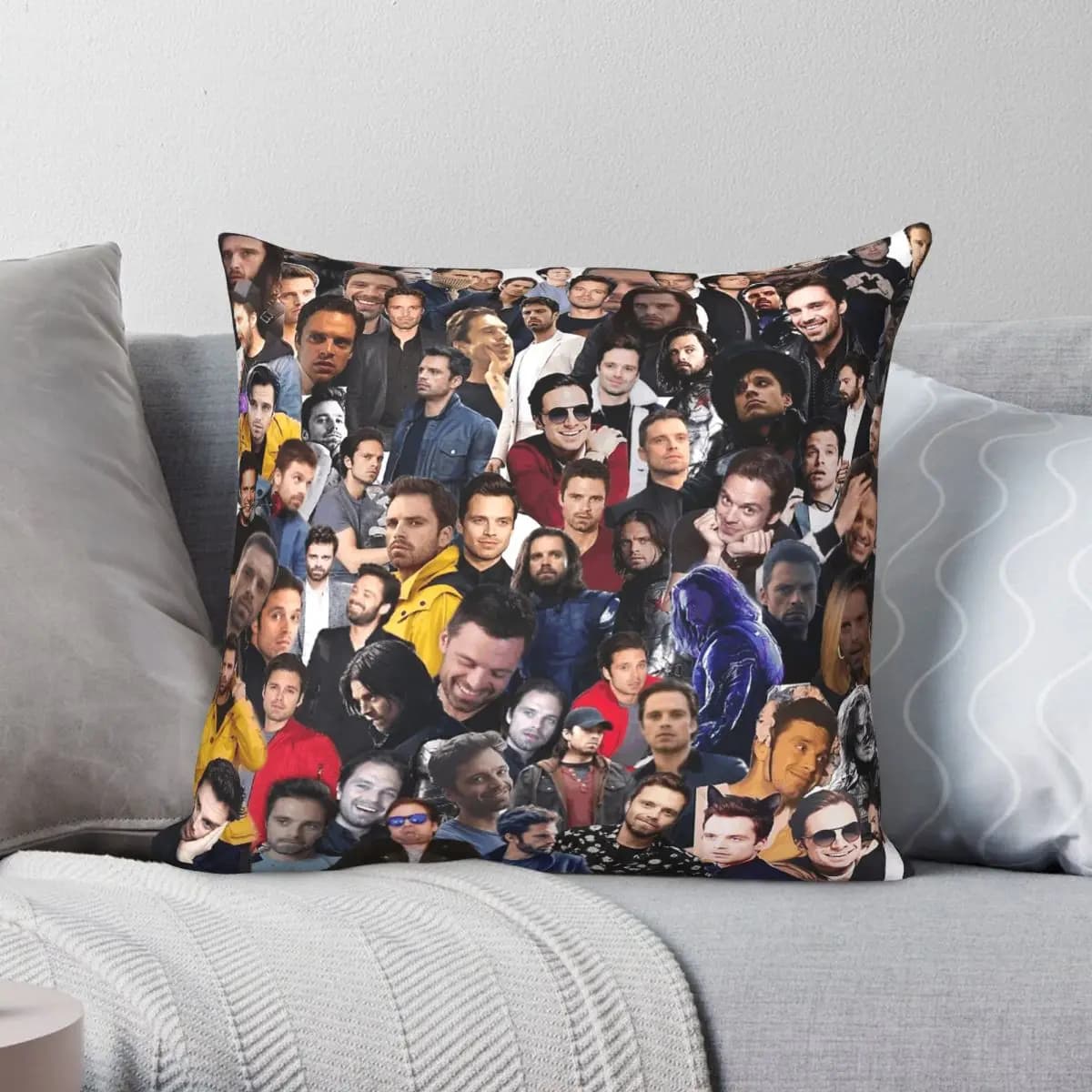 Sebastian Stan College Square Pillowcase Polyester Linen Velvet Pattern Zip Decorative Pillow Case Sofa Seater Cushion Cover 18"