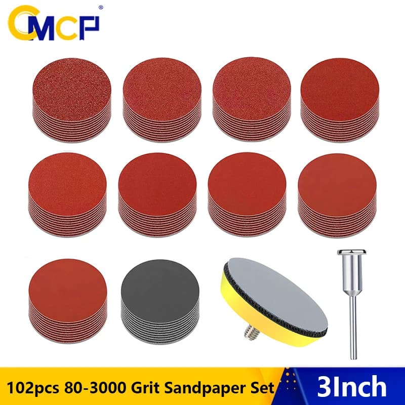 CMCP 102 pz 3 pollici Dischi Abrasivi Pastiglie 80-3000 Grana Carta Vetrata Abrasiva Lucidatura Pad Kit Per Trapano Smerigliatrice Utensili Rotanti
