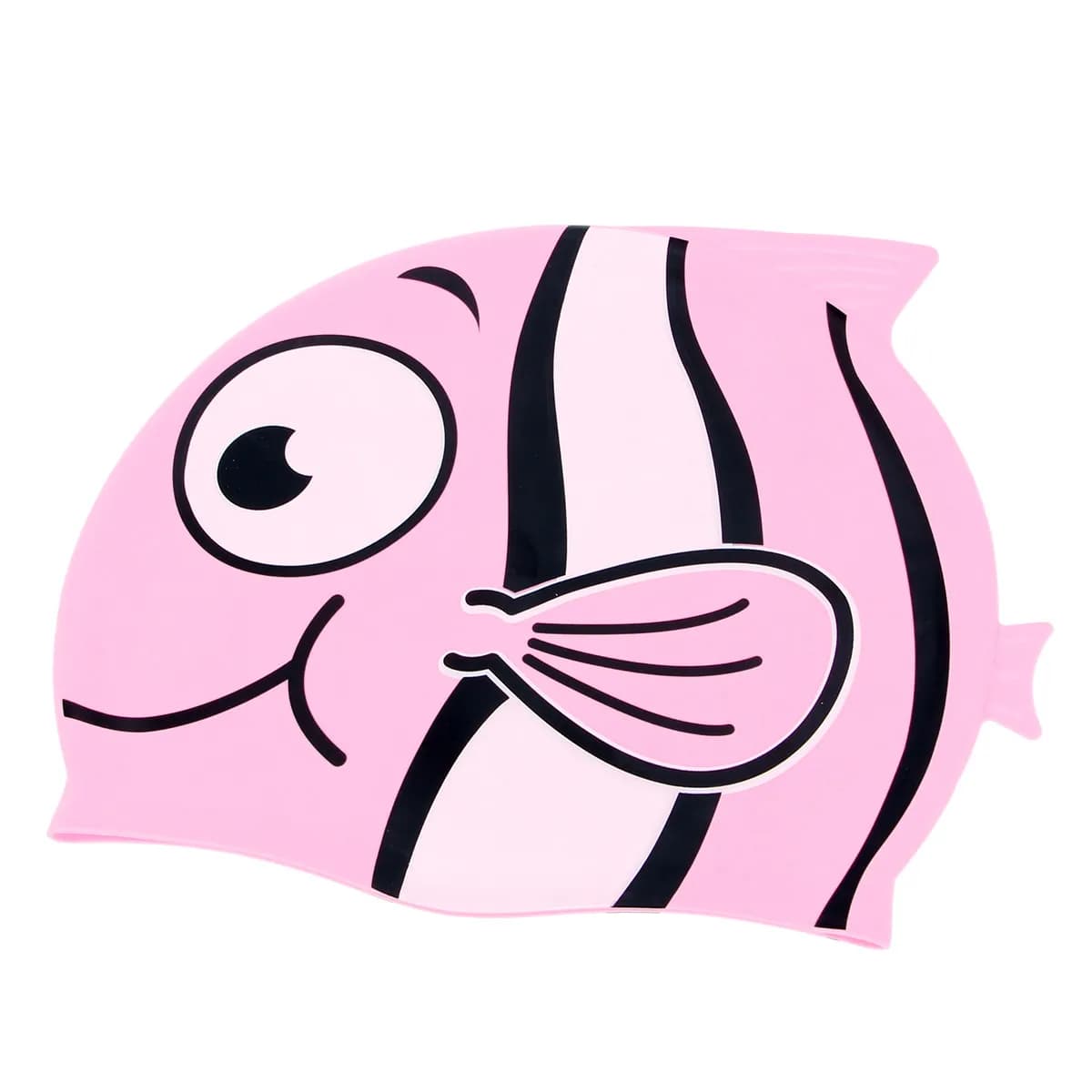 Premium Silicone Swimming Cap Cartoon Fish Design for 3-11 Years Lightweight Breathable Hair Protection Pink