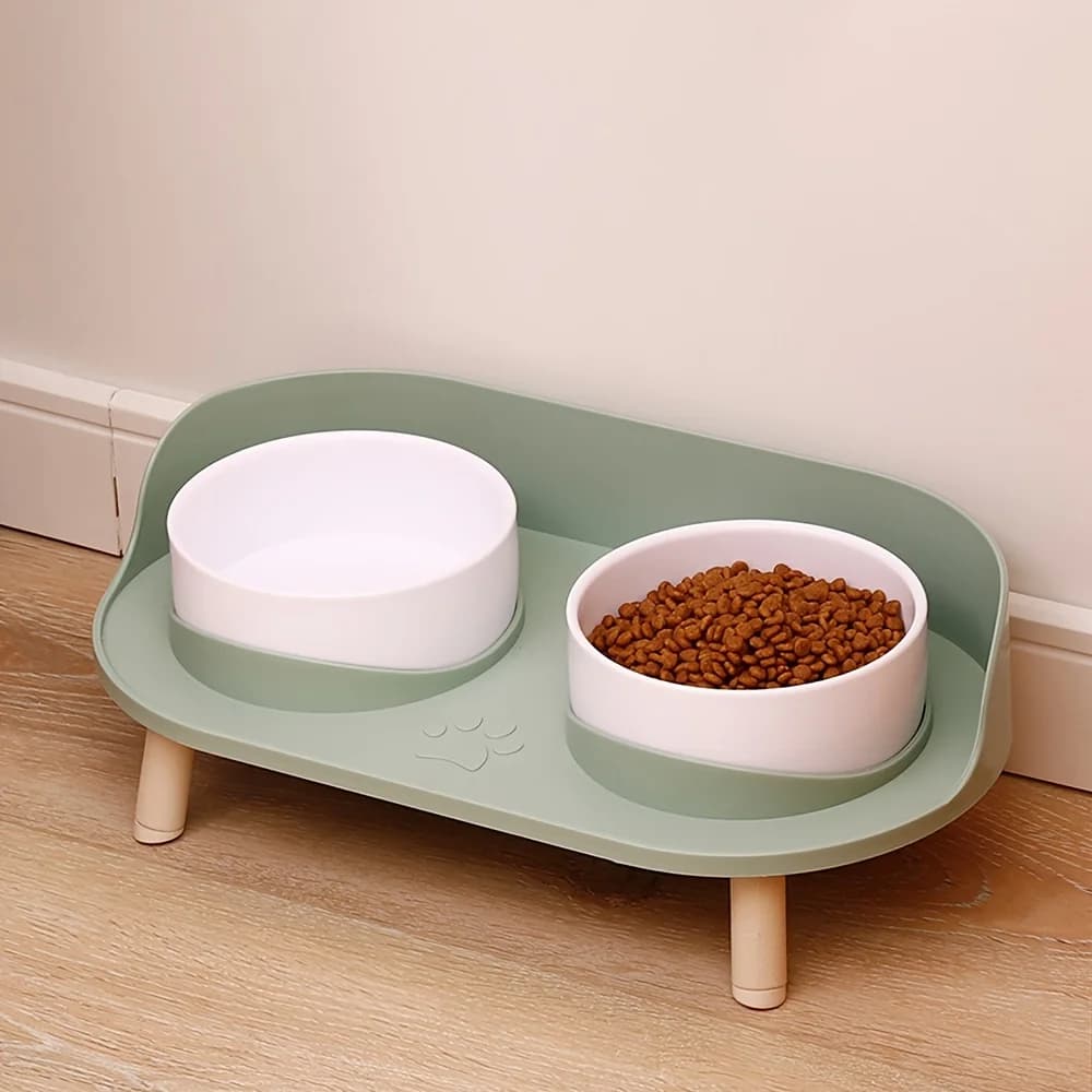 Supporto per mangiatoia per animali domestici rialzato con doppi ciotole, supporto per piatti d'acqua per cibo per cani e gatti antiscivolo, sala da pranzo ad altezza regolabile antiscivolo