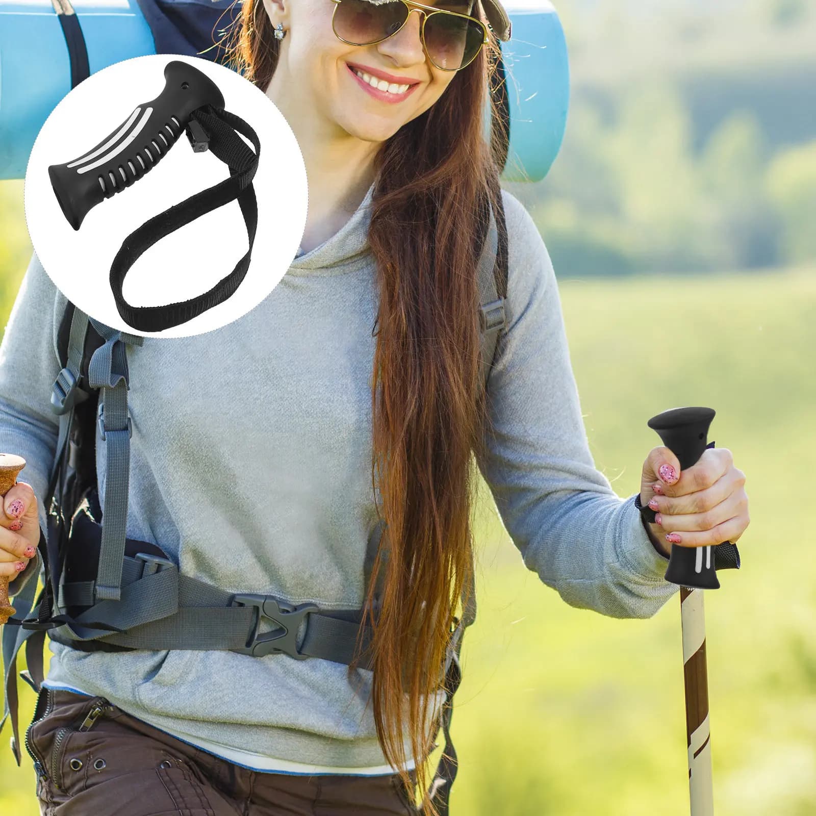 Trekking Pole Handle Comfort Plastic Grip Wrist Strap Hiking Climbing Ski Walking Stick Accessories Outdoor Use