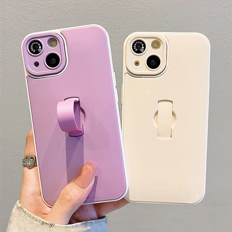 Candy Color Useful Ring Kickstand Glossy TPU Back Cover For iPhone 11 12 13 14 15 16 17 Pro Max Case