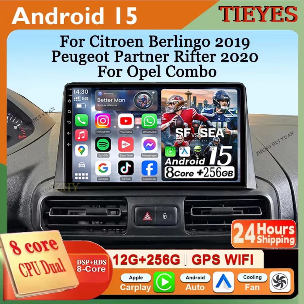 Android 15 Carplay Autoradio Stereo Lettore Video Multimediale Per Citroen Berlingo 2019 Peugeot Partner Rifter 2020 Per Opel Combo