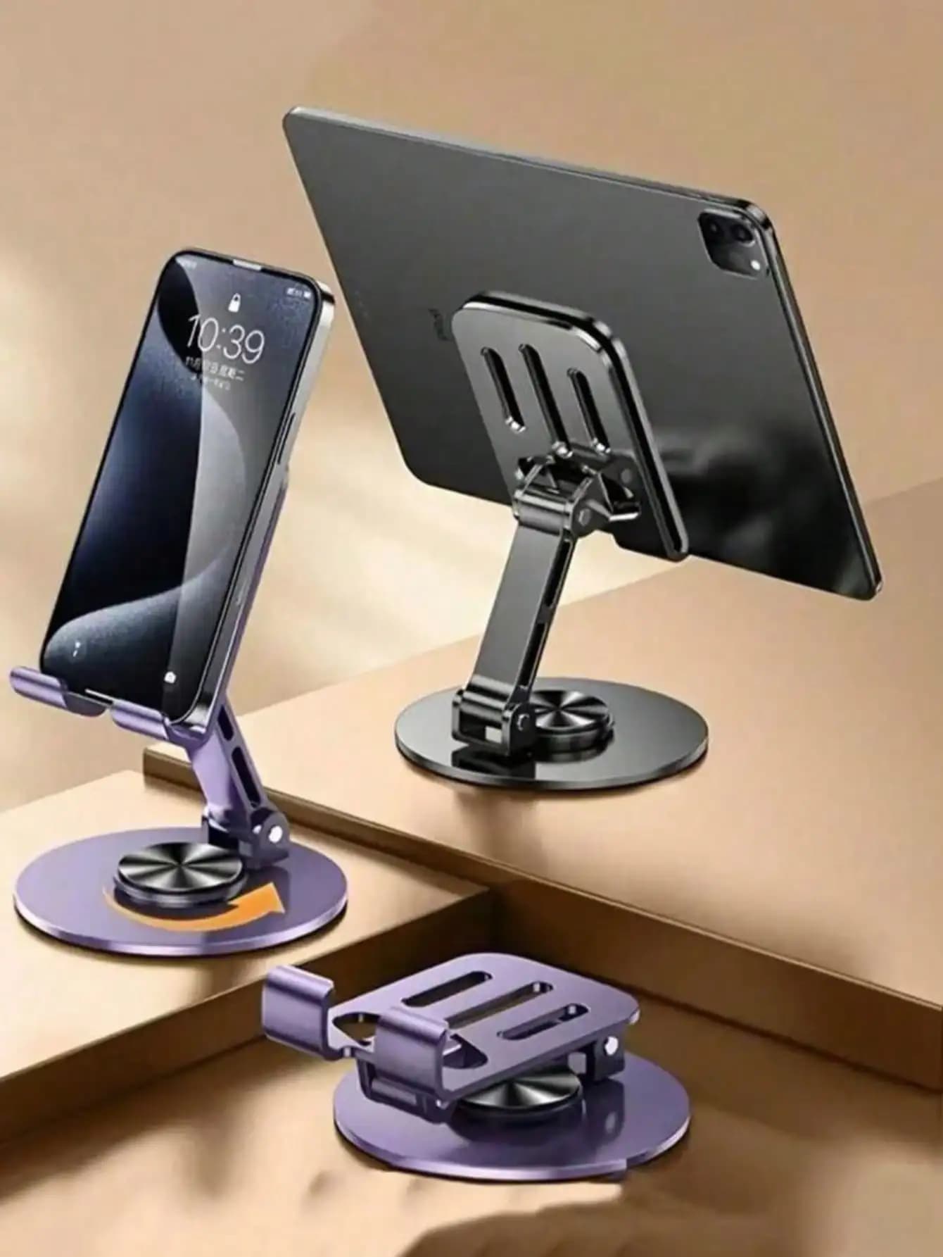 1 pezzo 360 ° Supporto universale rotante in metallo per telefono e tablet - Impermeabile, antiurto, regolabile e compatto - Struttura in ferro resistente