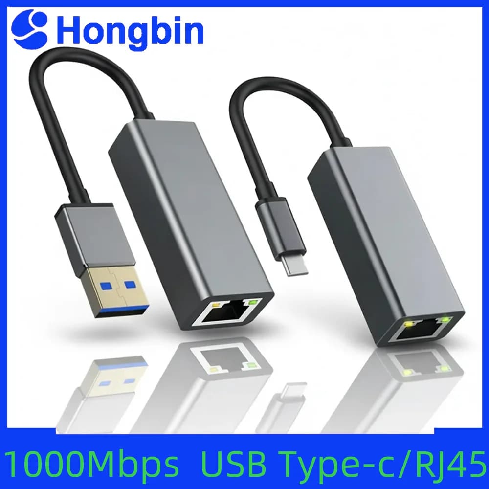 1000Mbps USB Type-C Ethernet Adapter, RJ45 Network Card for MacBook, PC, Windows XP/7, Android, LAN High Speed Internet Cable
