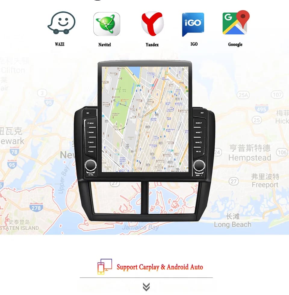 Autoradio per auto da 9,7'' con lettore video stereo, DVD e cassette per Subaru Forester Impreza 2007-2013, sistemi intelligenti GPS per auto, Carplay