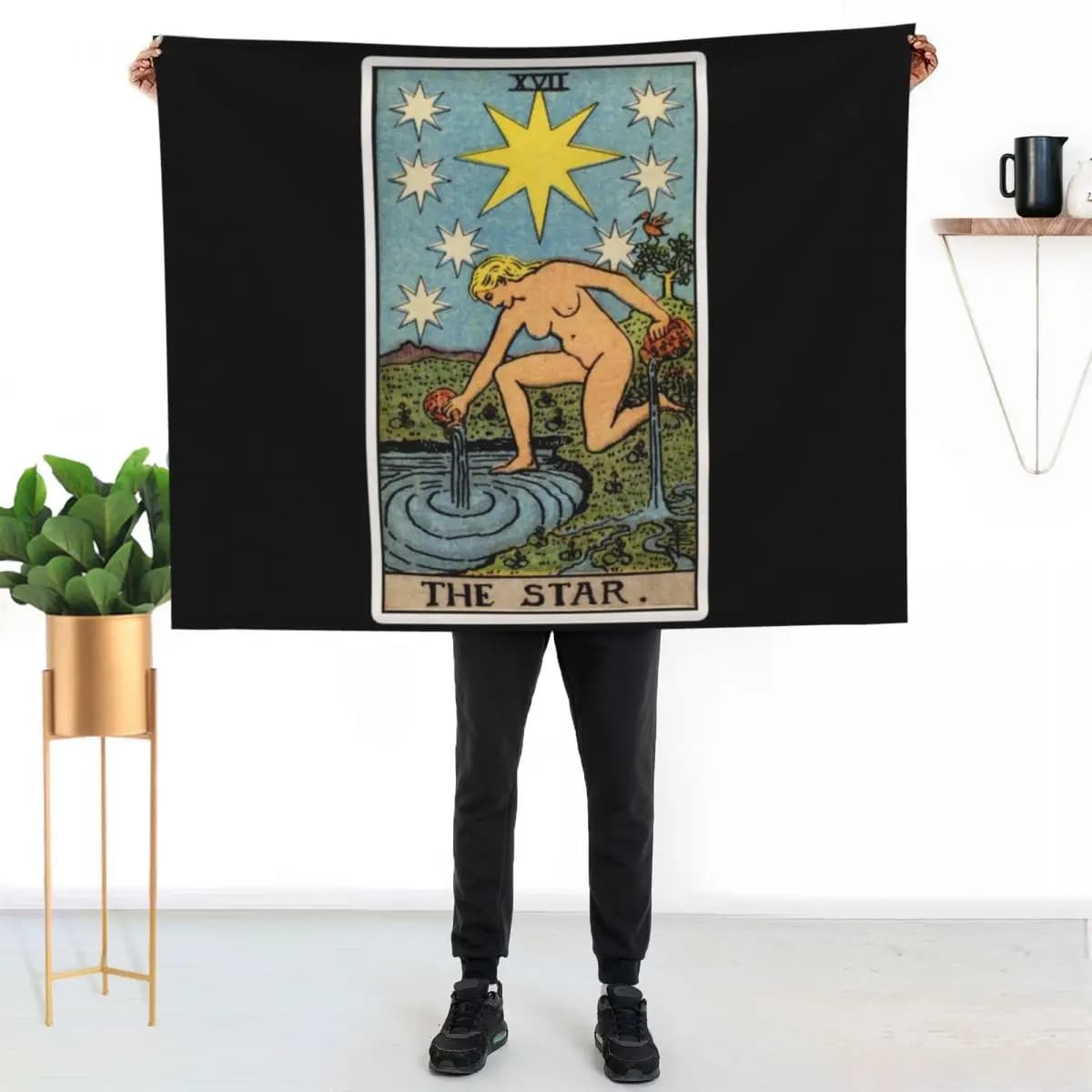 XVII. Coperta decorativa con motivo The Star Tarot Card, soffice e accogliente, per la decorazione della casa