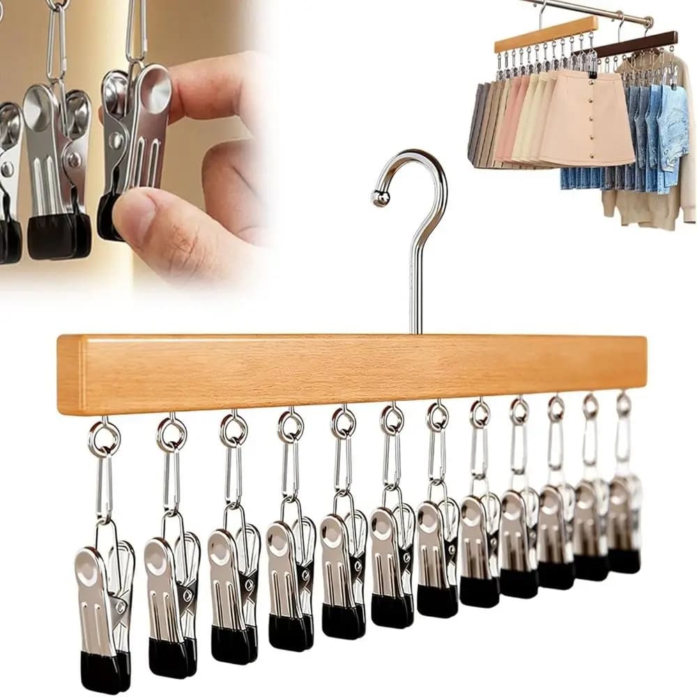 Organizzatore per Armadio con 10 Clip e 12 Clip 360 ° Appendiabiti Girevole Multifunzionale Salvaspazio per Leggings