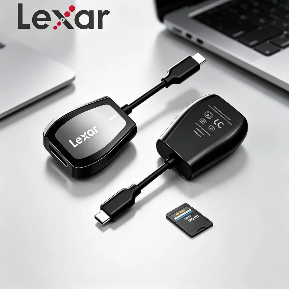 Lexar LRW470U 2-in-1 Card Reader USB-C USB 3.2 Gen 1 High Speed Reader for SD SDHC SDXC MicroSD MicroSDXC UHS-II Memory Card