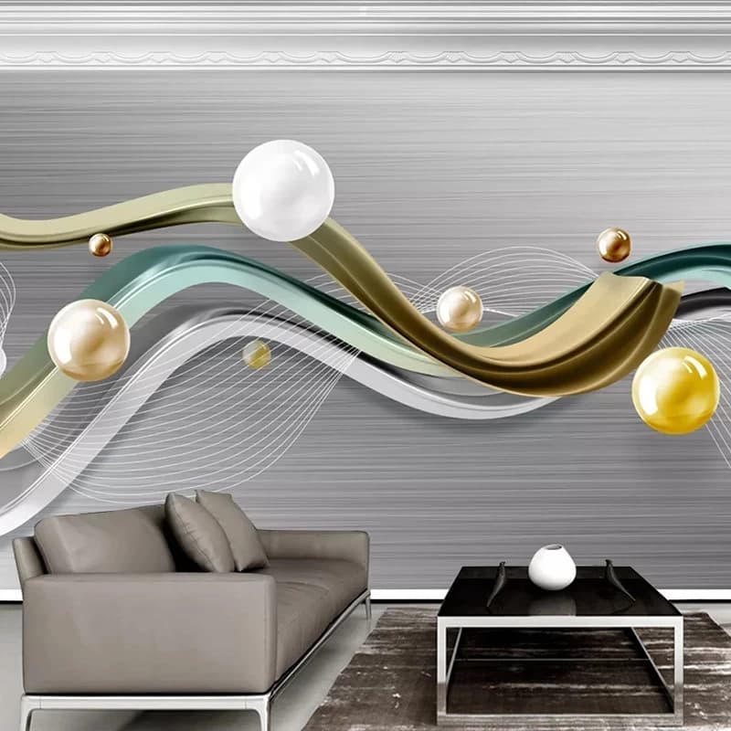 Customized Poster Mural Modern 3D Creative Striped Circle Ball Wallpaper Living room sofa TV background wall bedroom restaurant