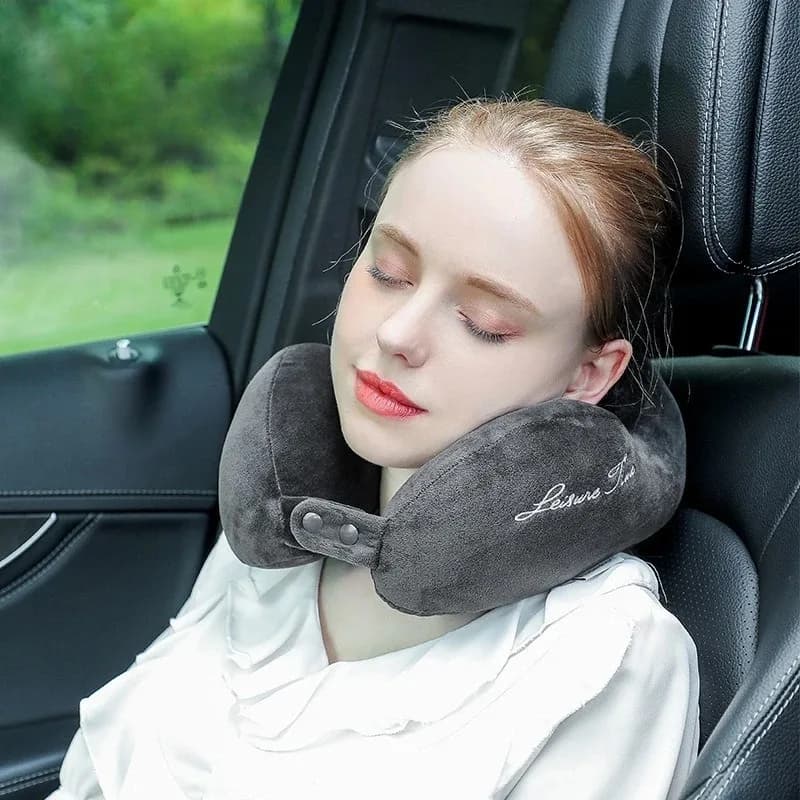 Cuscino di supporto per il collo a forma di U ricamato, portatile per viaggi e ufficio