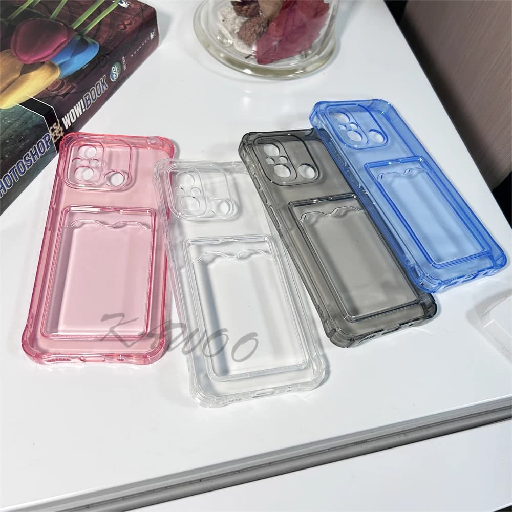 Redmi 12C 10C 9C 9A A1 A2 Plus 2022 Cover Clear Card Slots Holer Soft TPU Case Shockproof Wallet Cellur Phone Coque Capa