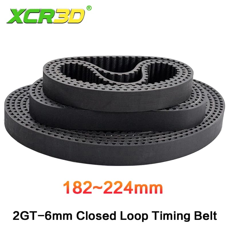 Closed ring circumference in rubber belt width XCR3D 2GT 6 mm Parts of synchronous 3D printer with GT2 timing from 182-224 mm