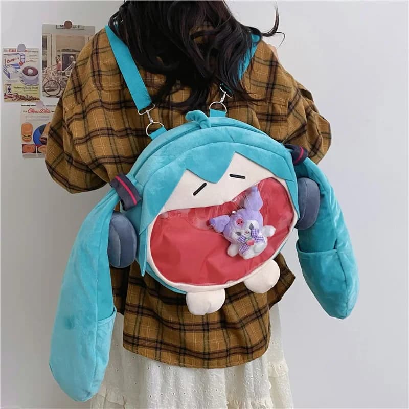 2026 Borsa a Tracolla Hatsune Miku, Nuovo Zaino Carino Anime Ragazza Peluche Cartone Animato Kawaii, Zainetto Studente, Regalo Giocattolo per Bambini