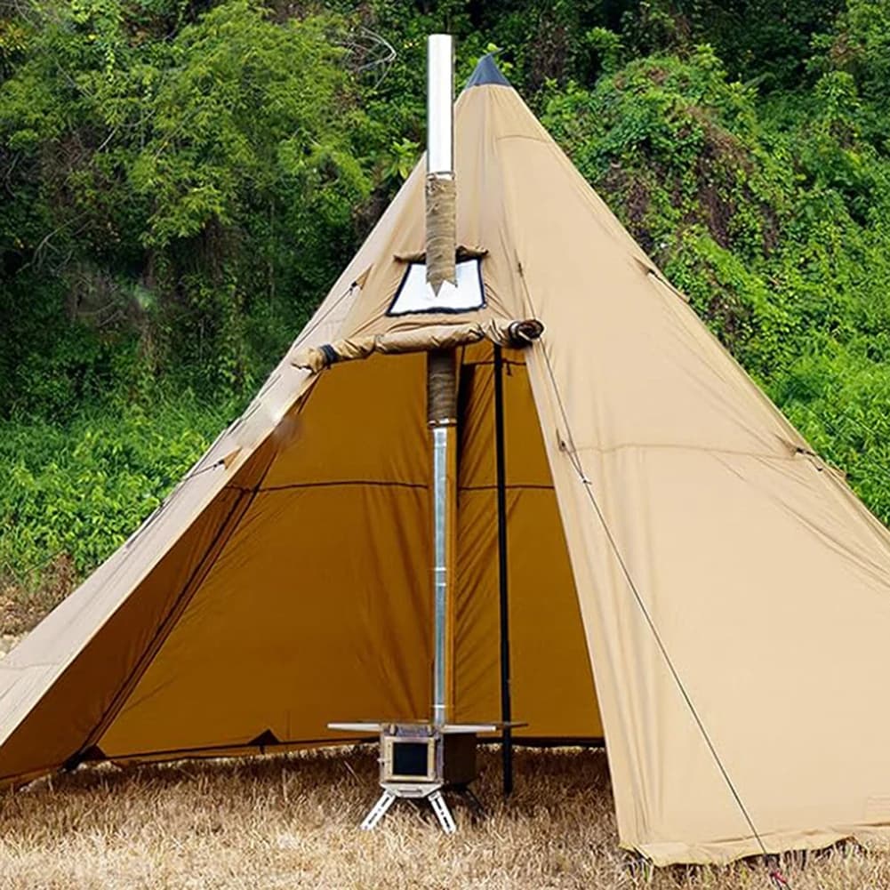 DIY Tent Stove Fireproof Ribbon Adjustable Camping Tent Stove Chimney Fireproof Ribbon with 2 Clamps Fireproof Pipe Wrap