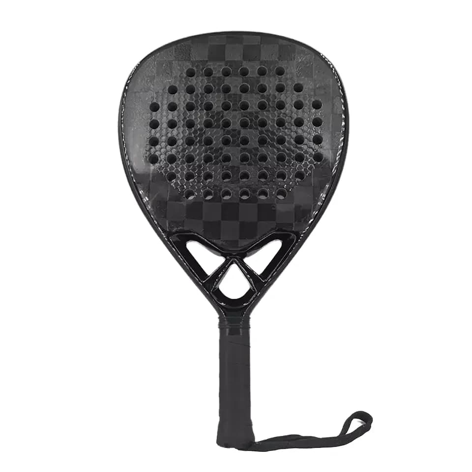 2025 high end Carbon fiber material padel tennis racket, 360-380g lightweight body, 12K carbon fiber durable polyester net equip