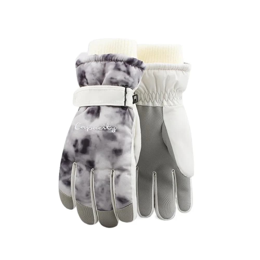 Tie Dye Guanti da sci invernali Foderati in pile Antiscivolo Peluche Guanti da equitazione caldi Guanti da ciclismo termici antivento per donne Adulti