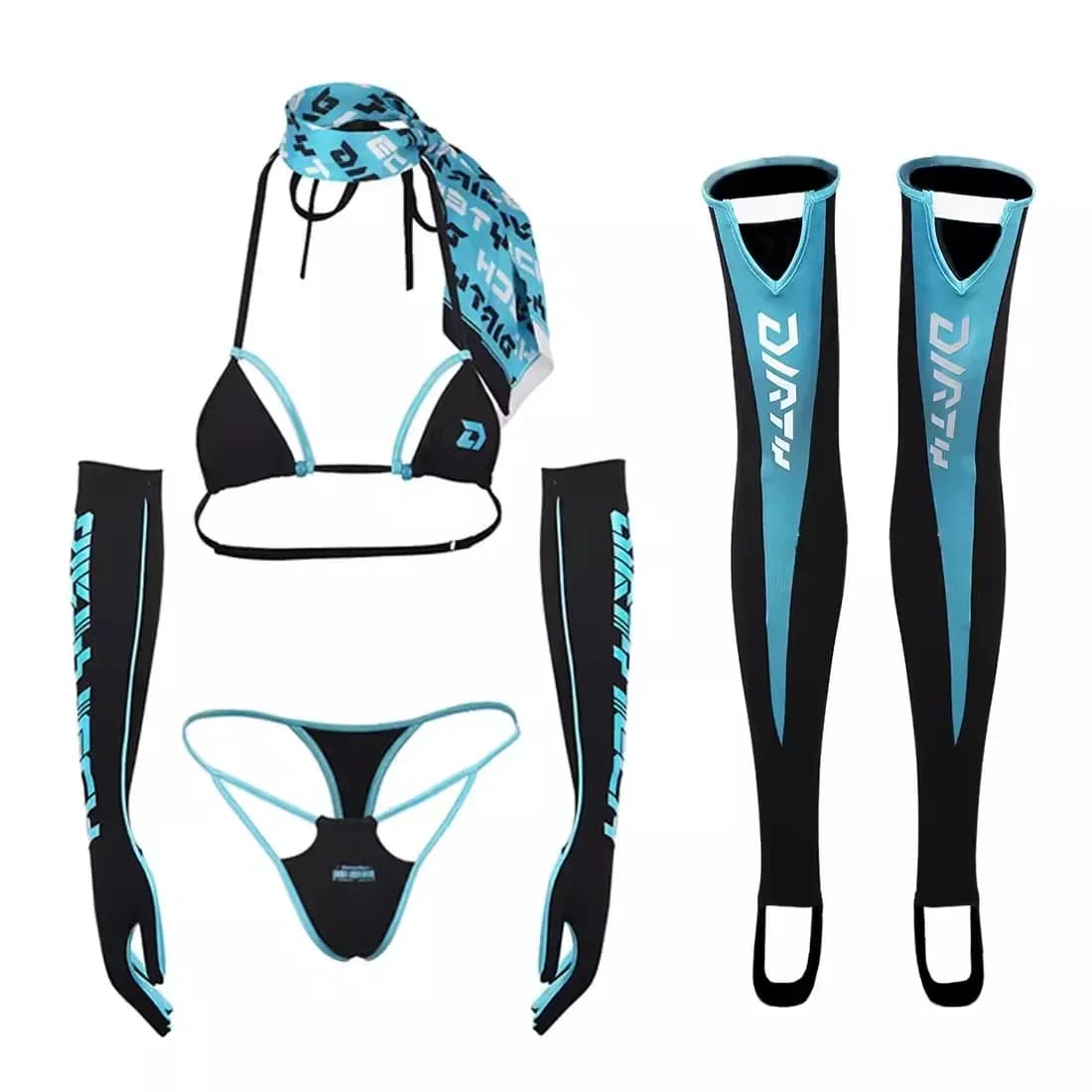 Women's Sexy Swimwear 5 Pieces Souls Cosplay Running Swimwear Summer Swimwear Style Cyber Swimwear High Cut
