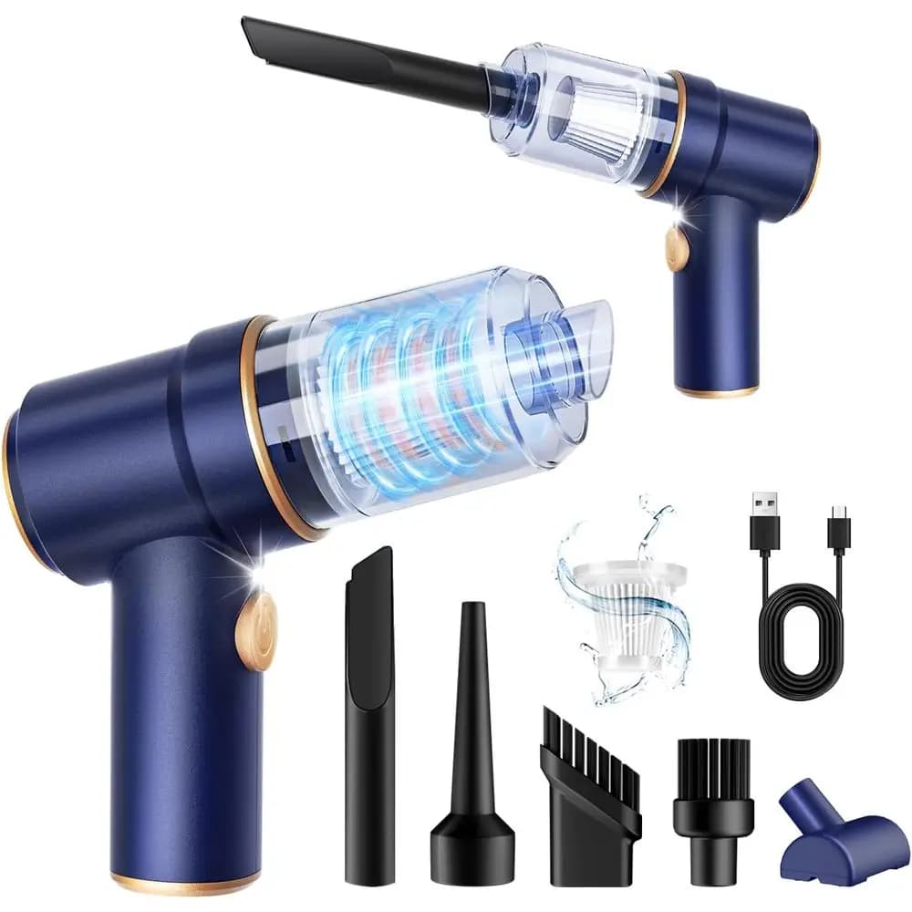 Aspirapolvere Portatile per Auto, Aspiratore e Soffiatore d'Aria 9000Pa, Aspirapolvere Manuale ad Alta Potenza 120W con Luce LED e Ugelli Multipli