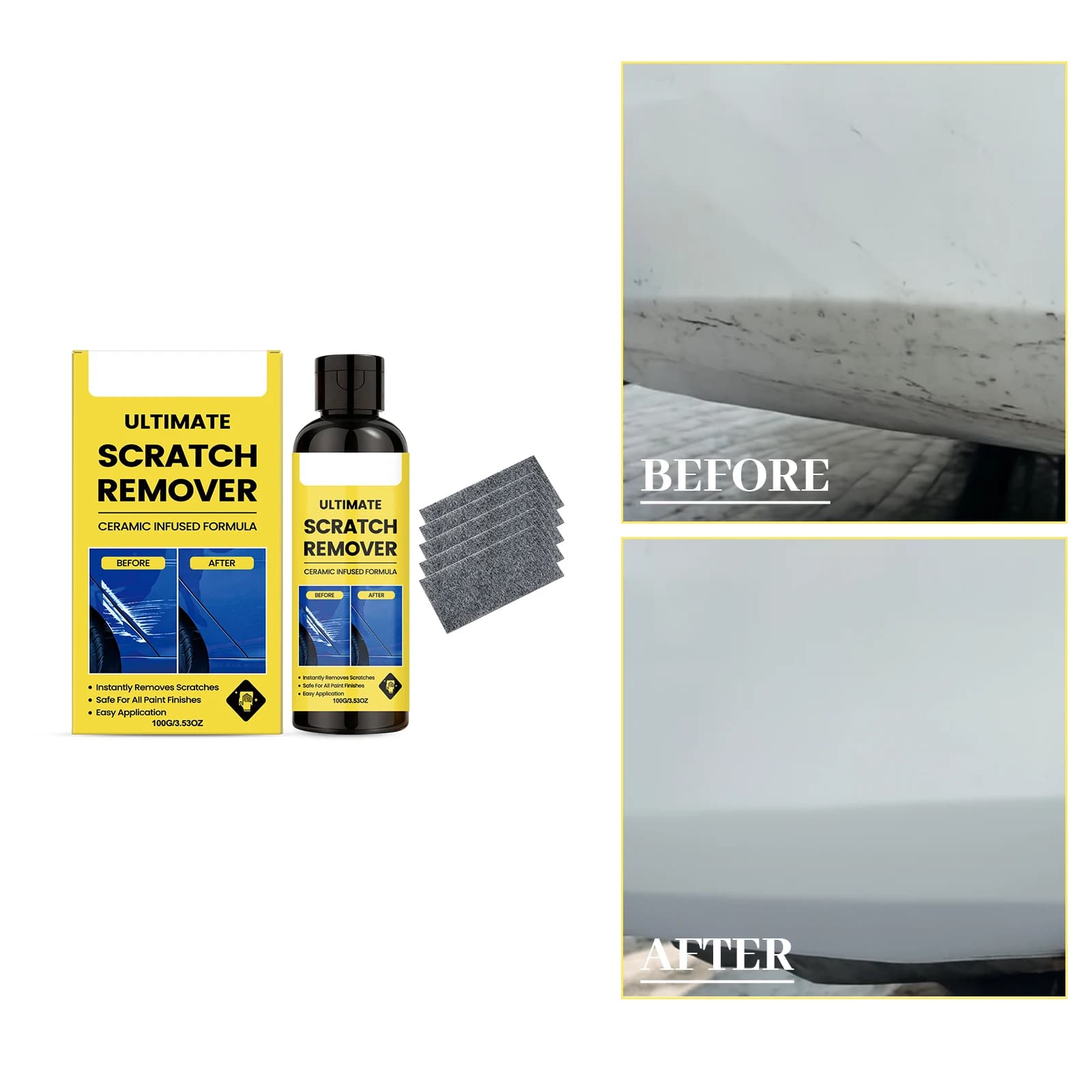 Ceramic Infused Car Scratch Remover Kit 100g Paint Swirl Restorer Polish SiO2 Coating Wax Auto Paint Scratch Repair