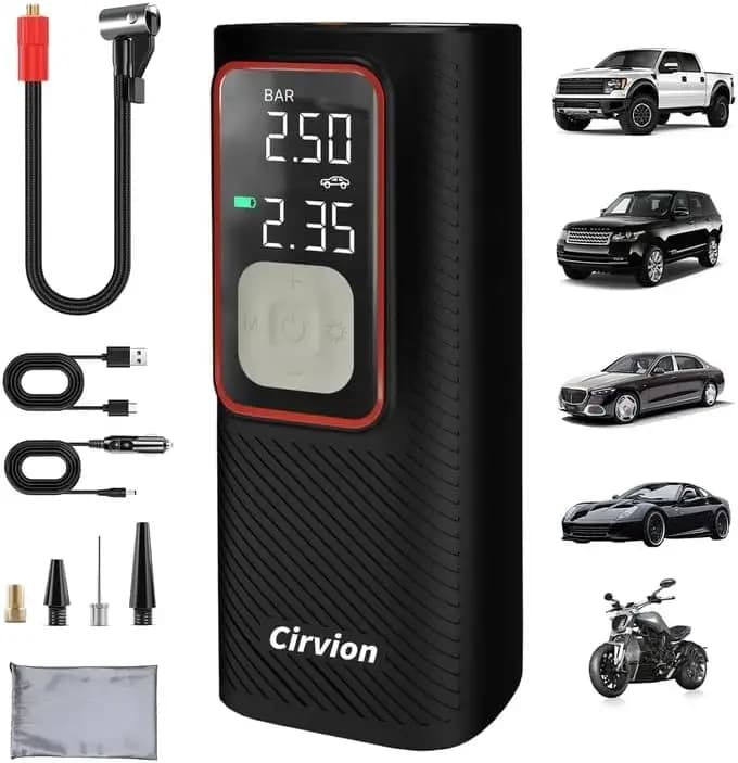 Compressore d'Aria Portatile 25000mAh 160 PSI, Pompa Senza Fili con Display Digitale per Auto, Camion, Moto, Bicicletta