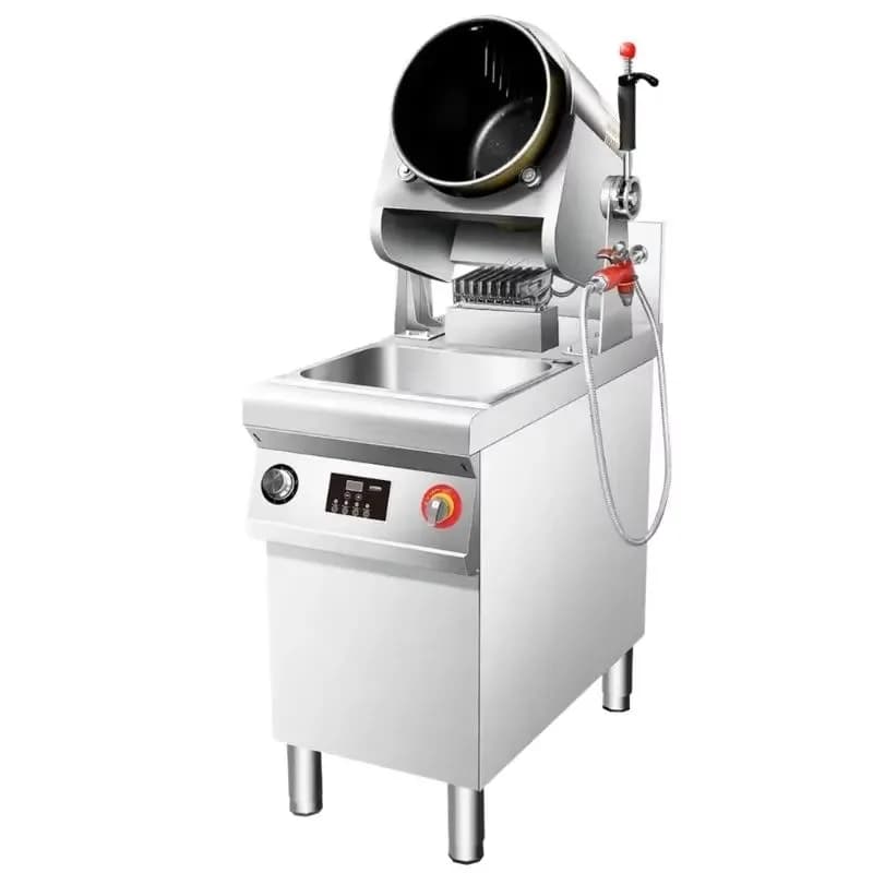 Macchina Automatica Rotante per Cucinare Riso Fritto, Noodles e Pasta con Funzione di Riscaldamento e Rotazione del Wok