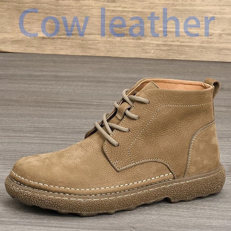 LIHUAMAO Cow Leather work boots men shoes snow boots platform motorcycle boots outdoor footwear hiking boots casual