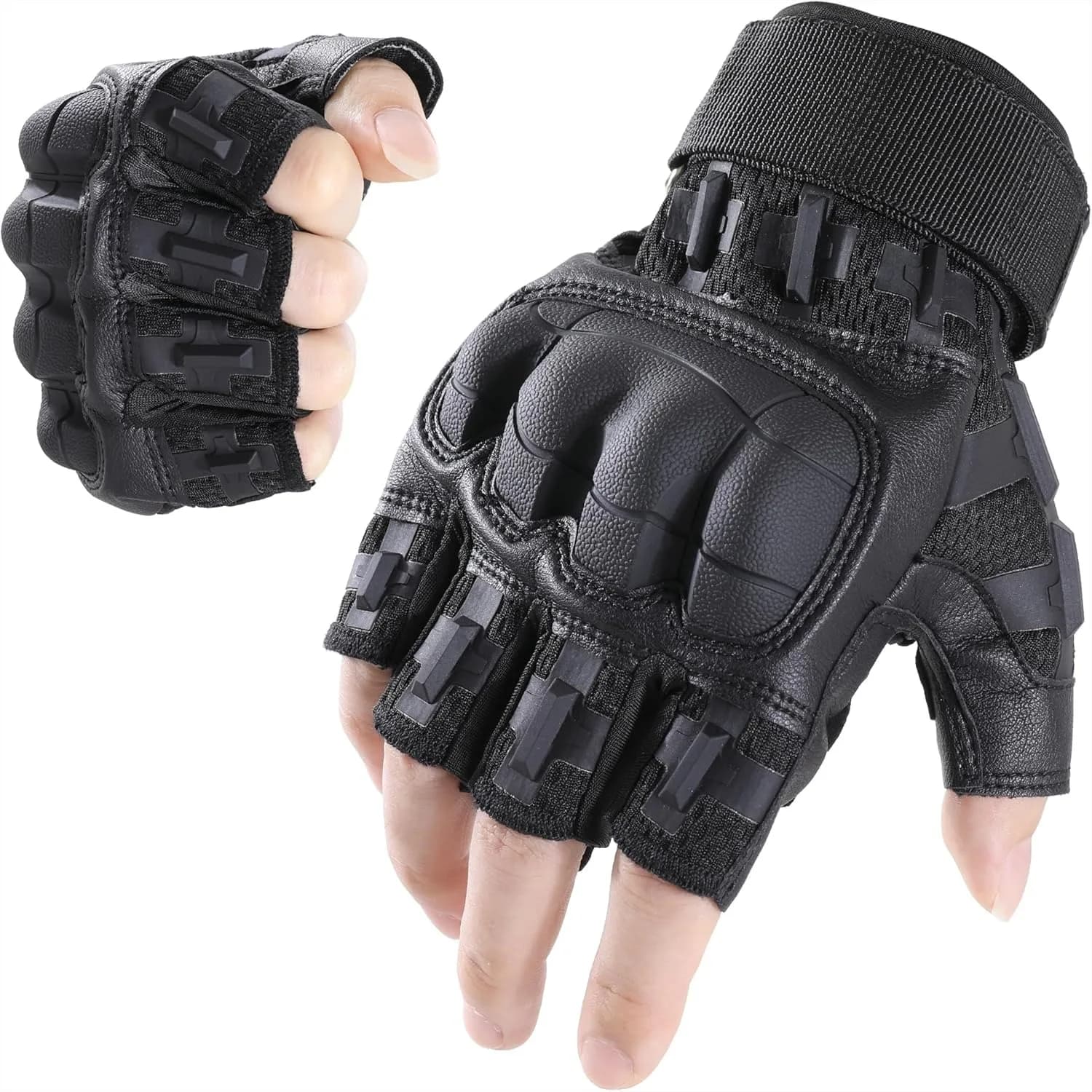 Guanti tattici senza dita da uomo, protezione rinforzata del palmo per airsoft, motociclismo, ciclismo, design in rete traspirante