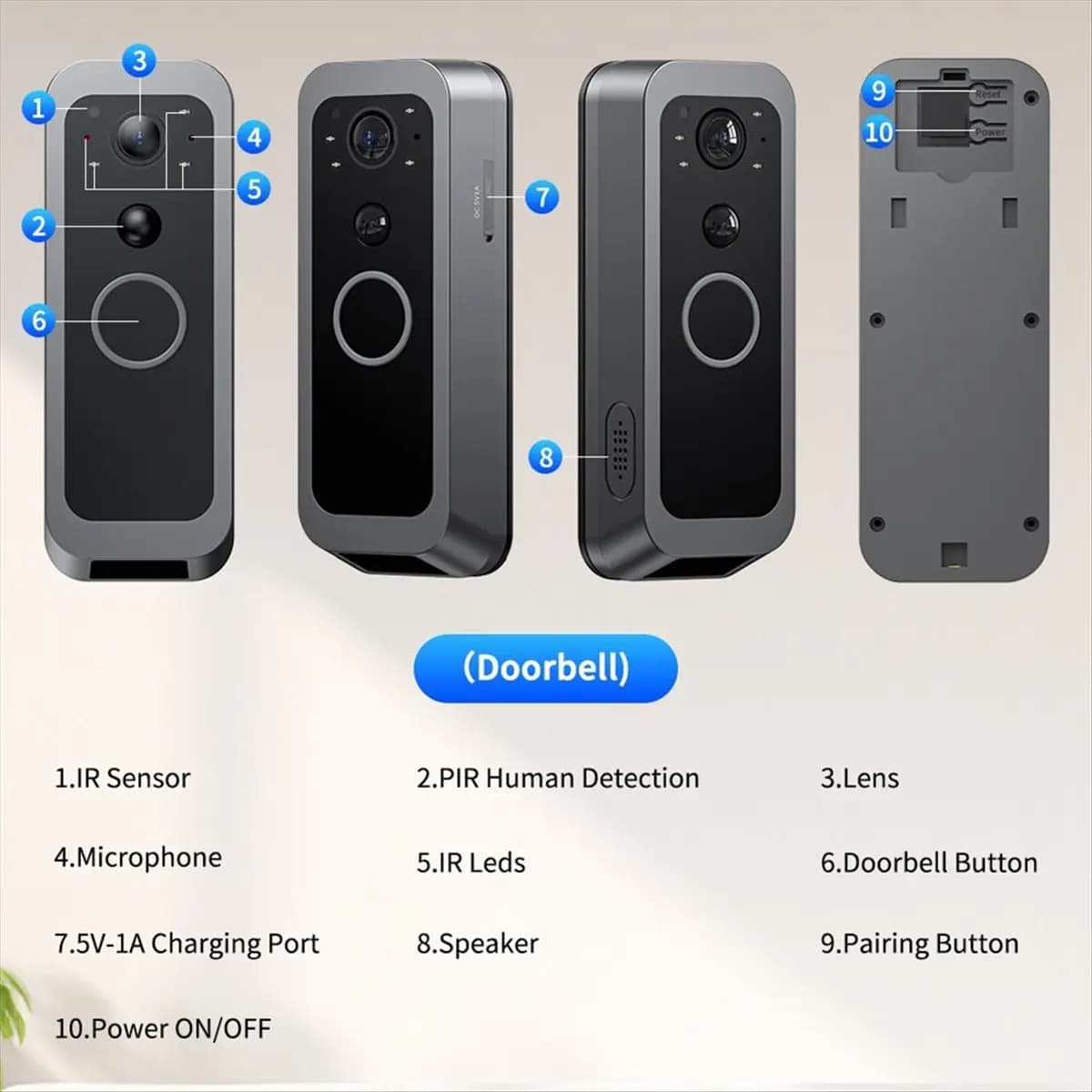 lillili Wireless Intercom Doorbell Smart Home Security Video Door Viewer IR Night Vision Waterproof Door Camera No Need Network